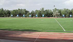 Artificial turf football field of Sinopec oil production plant